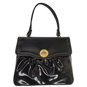 Vintage Black patent leather gold bag